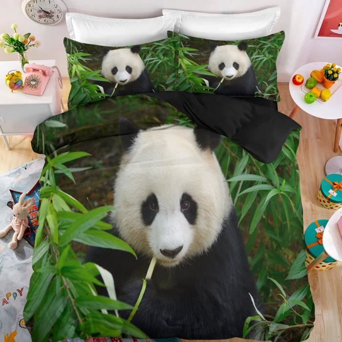 Housse De Couette Panda 90x190 Cm Microfibre Enfant + Taie Oreiller 65x65 Cm – Douce Et Anti-rides