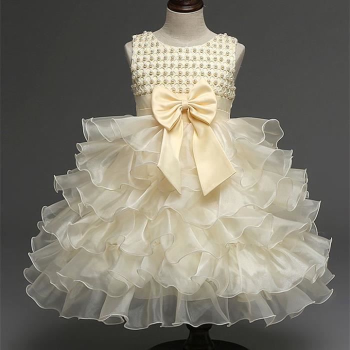 Robe ceremonie bapteme bebe fille -Robe Beige