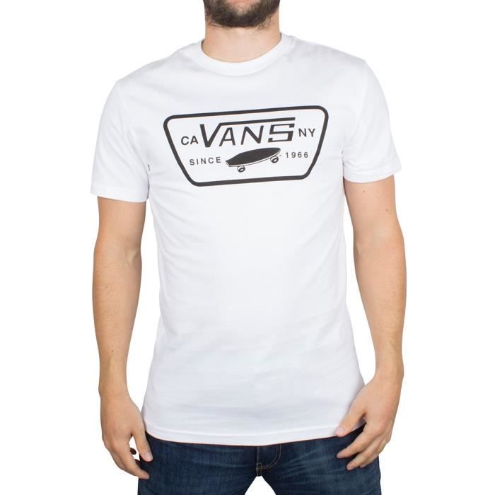 Vans Homme T-shirt Patch complet Logo, Blanc
