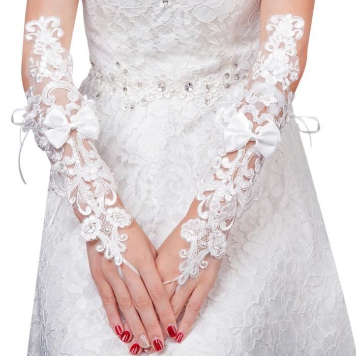 Gants De Mariee Sans Doigts De Performance Pour Mariage De Fiancailles D Anniversaire Gant Mitaine Moufle White Achat Vente Gant Mitaine Cdiscount