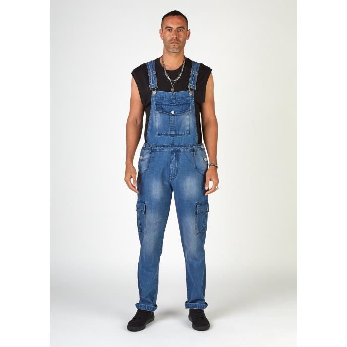 Bermuda de Marque Luxe salopette lâche noir Homme Cargo Grande