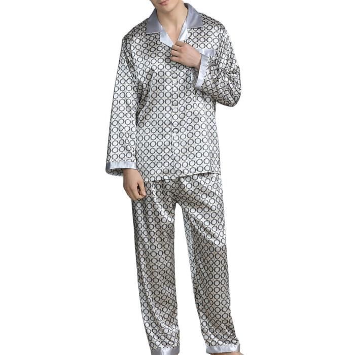 Pyjama Homme Satin Ensemble de Pyjama Homme Soie Hiver Manches