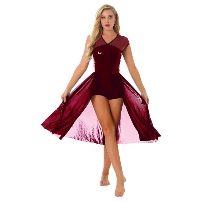 ranrann Femme Robe Danse Classique Asymétrique Manches