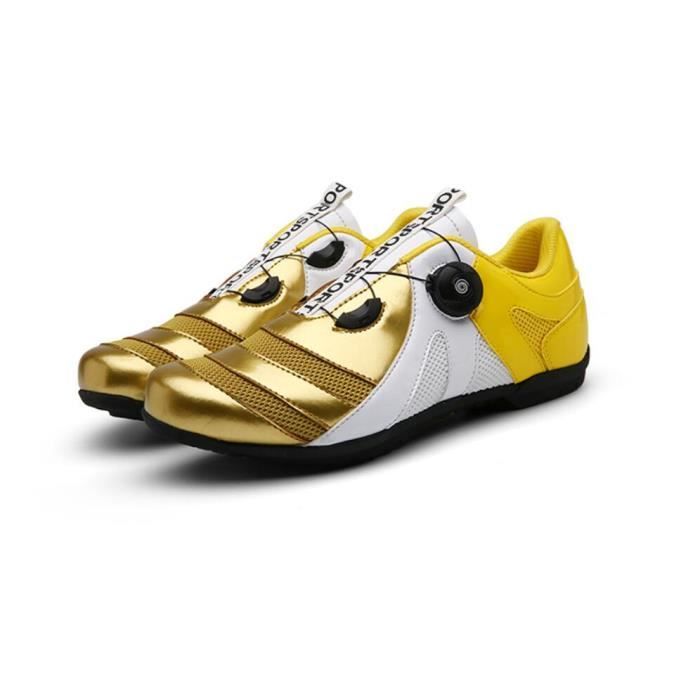 Chaussures de vélo loisir - Ecelencyclingshoes - Hommes Femmes - Blanc Jaune - Respirant - Route - Tailles 36-47