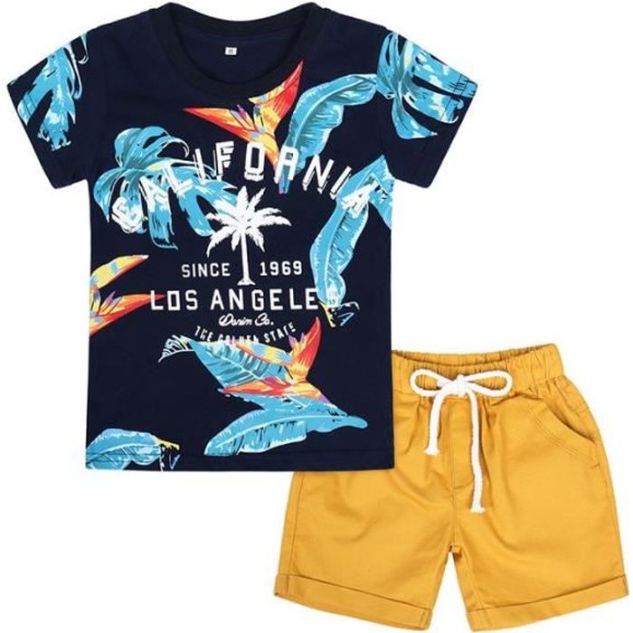 Ensemble de vêtements pour bébés garçons T-shirt doux Tops + Shorts Tenues d'été