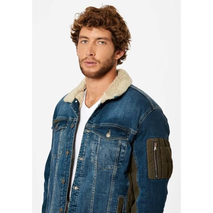 Veste en sales jean sherpa