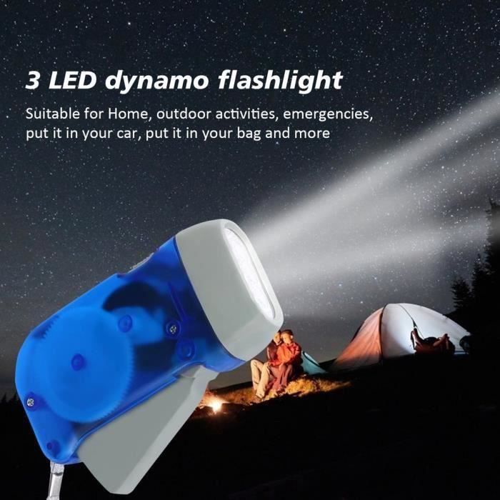3 LED main appuyant sur Dynamo manivelle puissance Wind Up lampe de poche torche lumière main presse manivelle Camping lampe lumière