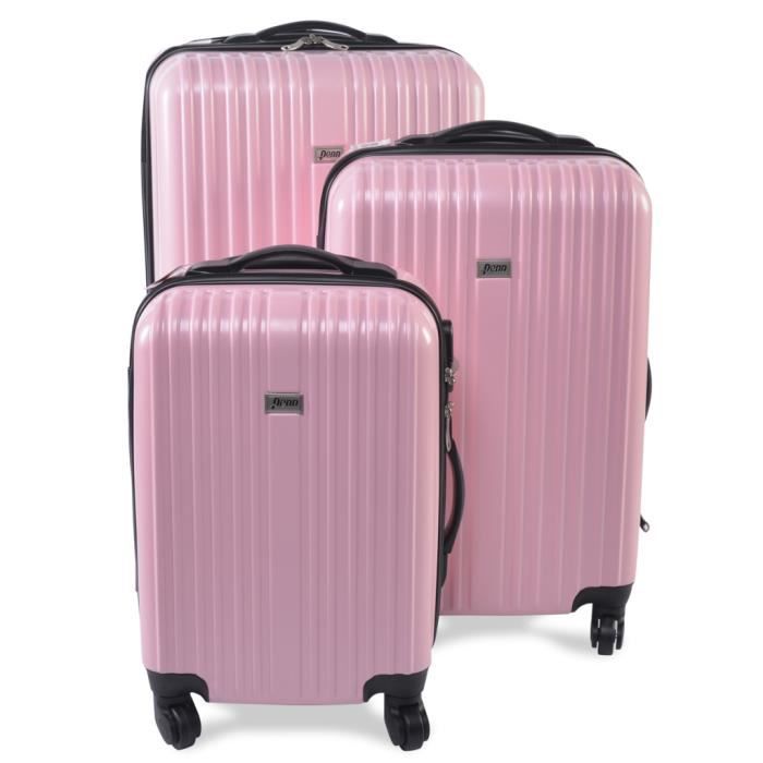 Set de valises rigides à roulettes 18"/22"/26" Penn coloris rose