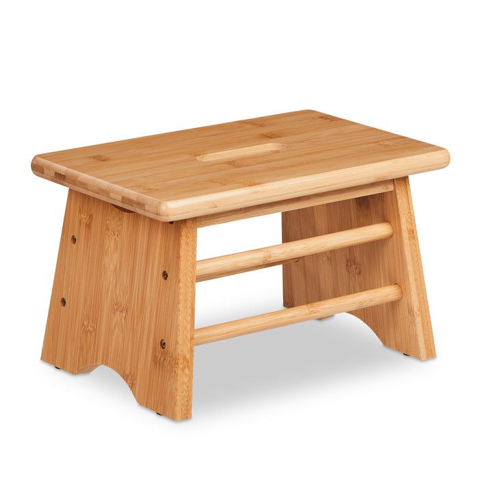 Relaxdays Tabouret en bambou charge max. : 100 kg stable avec fente HLP : 20x33x21 5 cm salle de bain nature