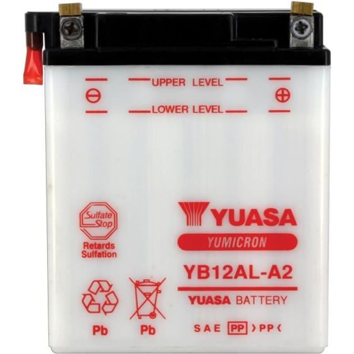 YUASA - Batterie Moto 12V Avec Entretien Sans Pack Acide Yb12Al-A2 / Yb12Ala2
