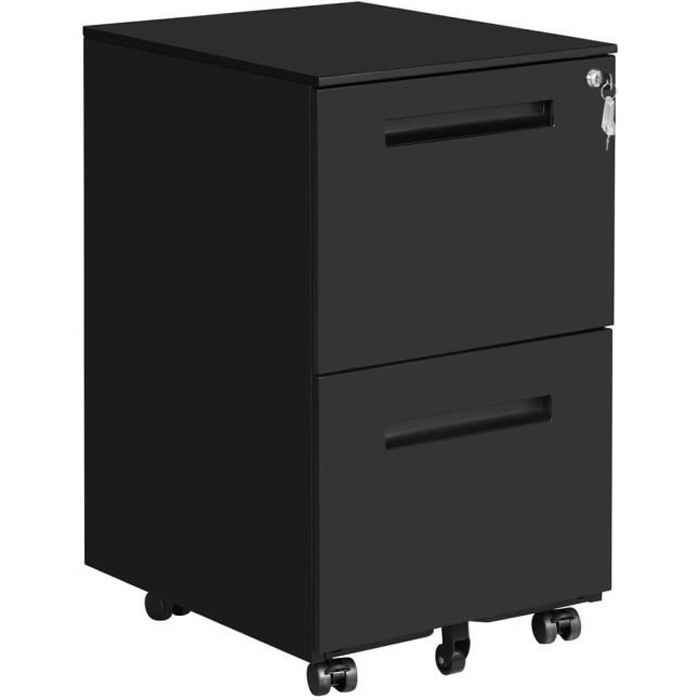 Songmics Caisson De Bureau Mobile 2 Tiroirs Verrouillable 39 X 50 X 65 Cm Dossiers Suspendus Pre Assemblage Noir Mat Ofc52bk Cdiscount Maison