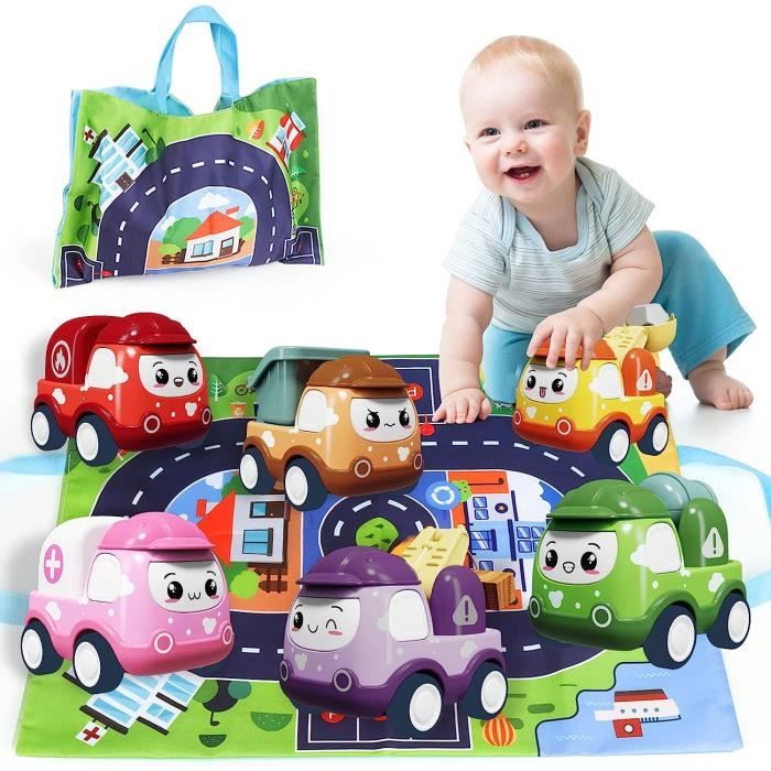 Bébé Jouet Voiture Enfant,6 Pieces Lot Petit Véhicules Friction Camion à  Tirer,Cadeau pour Garçons et Filles de 3 4 5 Ans