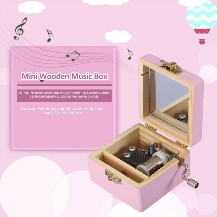 Boîte à Musique à Manivelle La Belle Et La Bête - Mini Boîte En Bois Vintage Cadeau Anniversaire Noël