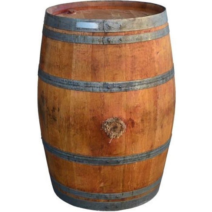 temesso tonneau de decoration table bar 225 litres en bois de chene massif huile cdiscount maison