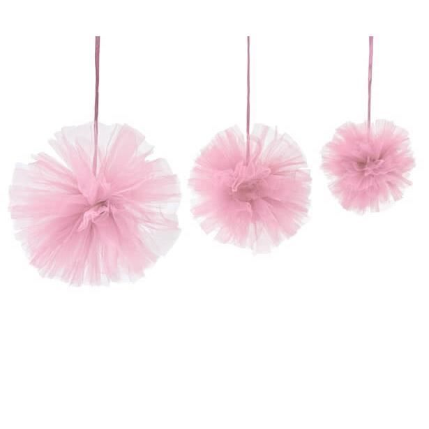 Boule Pompon Tulle Rose X3 Ref Dec808 Achat Vente Deco De Fete Murale Cdiscount