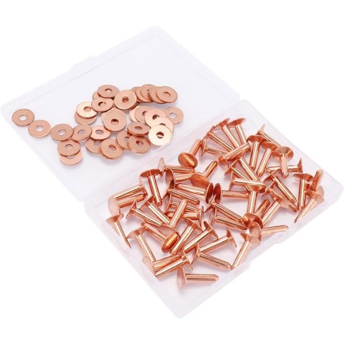 Rivets Nickelés Argenté 5x10 Mm - Lot De 50, Pour Reliure à Vis, Réparation Cuir, Scrapbooking - 11