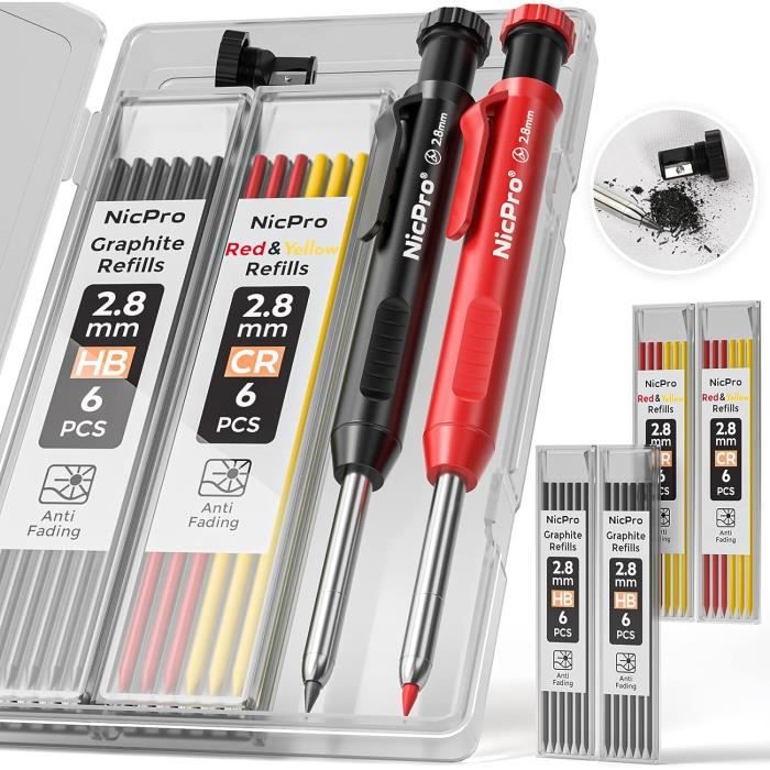 Lot de 4 taille-crayons de charpentier de 5,5 x 2,8 cm pour
