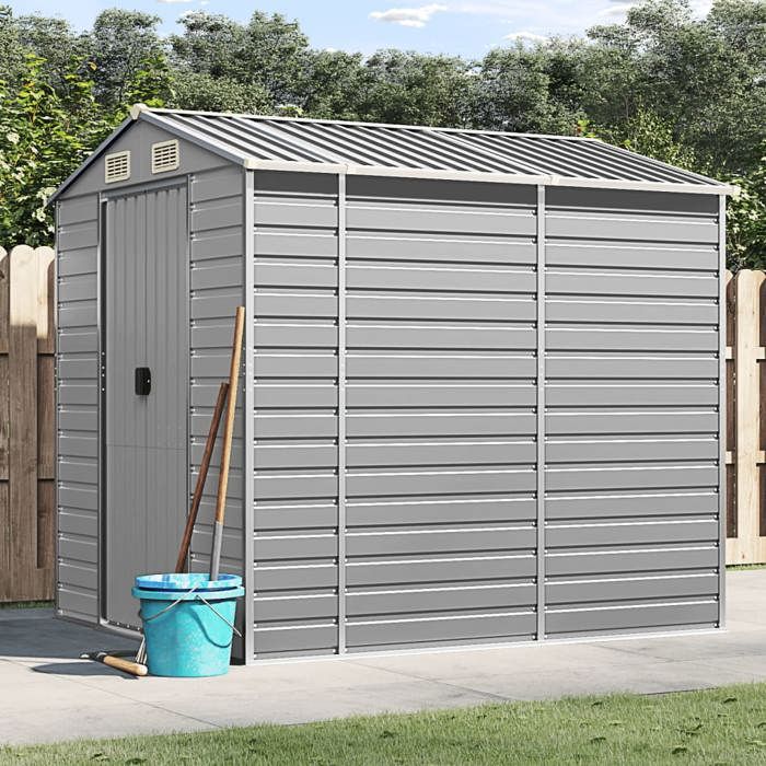 vidaXL Abri de jardin gris clair 191 x 215 x 198 cm en acier galvanisé 3188243
