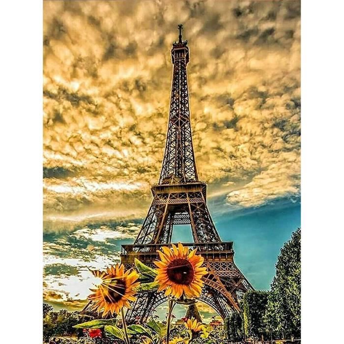 Broderie Diamant Tour Eiffel Géométrique