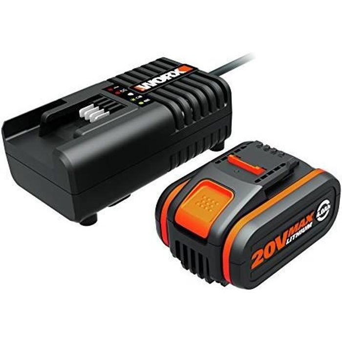 Worx Power Share Set de 20 V-4000 mAh Li-Ion Batterie Plus Chargeur, 1 pièce, wa3604 WA3604