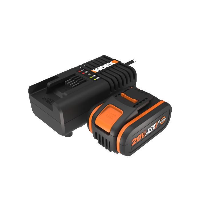 Worx Kit batterie 20V 4Ah + chargeur - WA3604 (charge rapide 1h compatible avec tous les outils 20V 40V et 80V) - vue 1