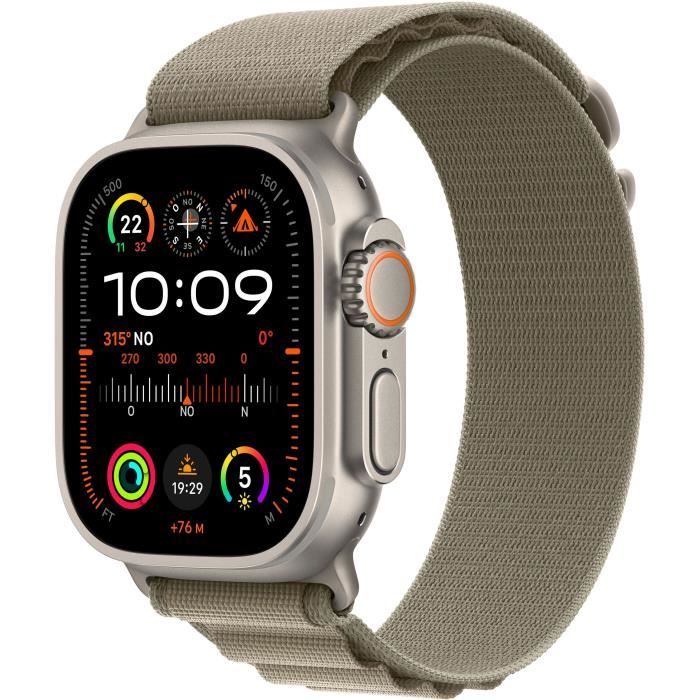 Apple Watch Ultra 2 GPS + Cellular- 49mm - Boîtier Titanium - Bracelet Olive Alpine Loop - Large