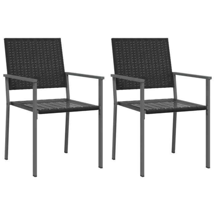 chaises de jardin lot de 2 noir 54x62,5x89 cm résine tressée hao-0d060501364098