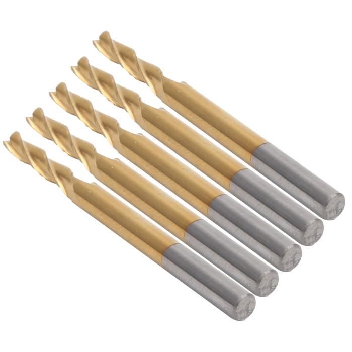 Fraise 1,2 Mm C3/K10 Tungstène – Précision H7, 3 Cannelures Droites, Lot De 2