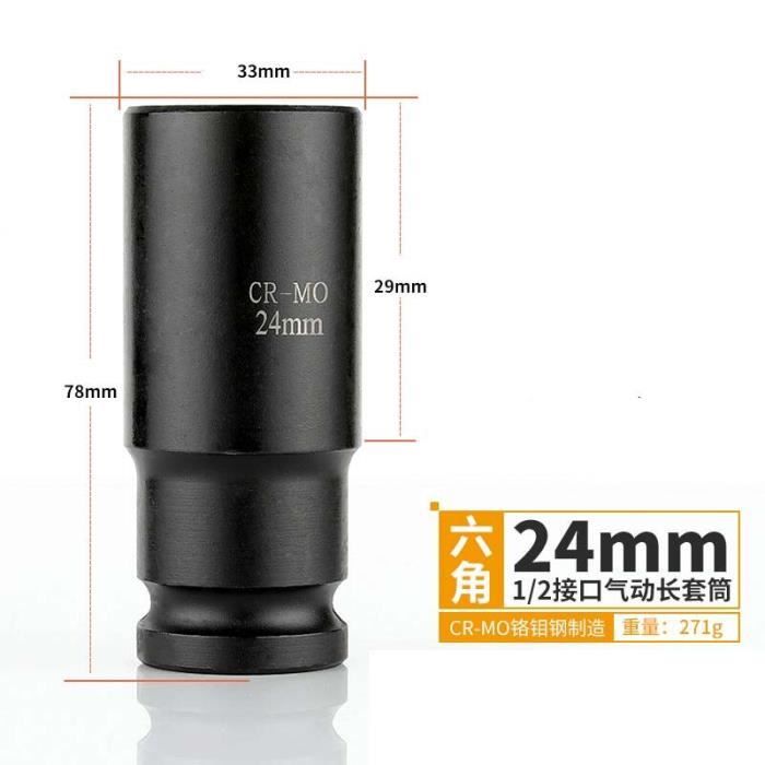 Douille à Choc Profonde 34 Mm 1/2" – Hexagonale 6 Pans 78 Mm CR-V