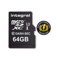 Integral  - Micro SD XC 64Go, Carte Mémoire Haute Endurance pour Dashcam Enregistreur de Conduite, jusqu`à 95Mb/s, Classe 10, U3 +-1