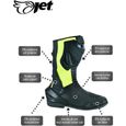 JET Bottes Chaussures Moto Racing Homme Imperméable Armure Cuir (Noir Fluro)-1