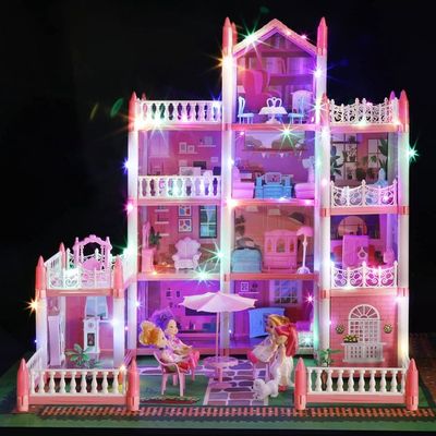 Maison De Poupée De Rêve Rose – 2 Étages, 4 Pièces, Jardin, 2 Princesses, Meubles, Cadeau Filles 2 à 8 Ans, Jeu Imaginatif