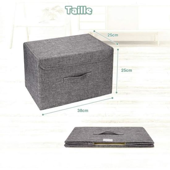 Boite Rangement Tissu Lot de 2- Boite de Rangement Pliable avec Poignée en  métal- Cubes de Rangement Tissu pour Jouets,Vêtement[137] - Cdiscount Maison
