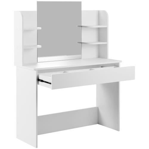 Coiffeuse Vicco Sherry blanche, miroir, table de maquillage, 5 tiroirs