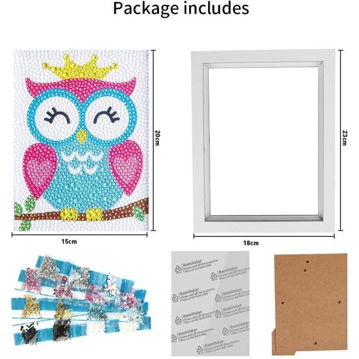 Veilleuse DIY Peinture Diamant Hibou – Lampe De Chevet Enfant LED Lumineuse, Activité Créative & Cadeau Anniversaire Magique