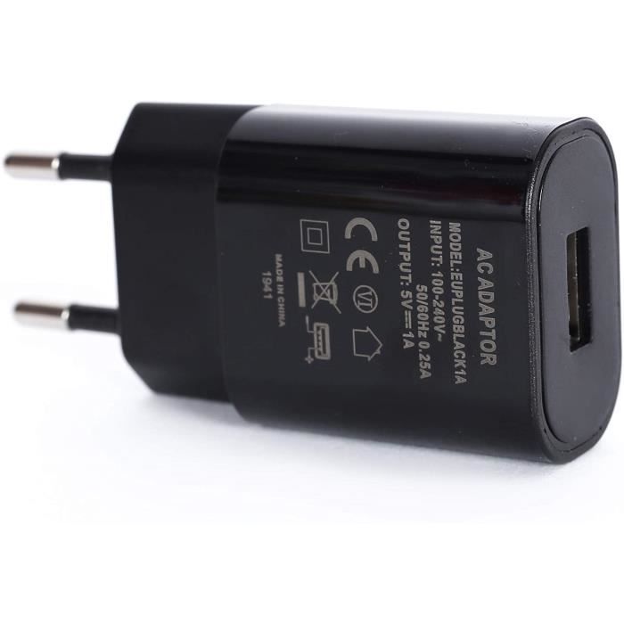 ADAPTATEUR SECTEUR Chargeur Secteur vers USB Noir + Cable USB 1m pour  liseuses et Smartphones avec Port Micro USB176 - Cdiscount Téléphonie
