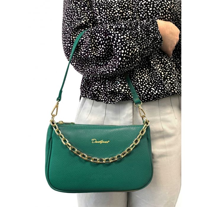 Sac a main Cuir Vert emeraude DAVID JONES i6348 Bandouliere Femme Vert emeraude Cdiscount Bagagerie Maroquinerie