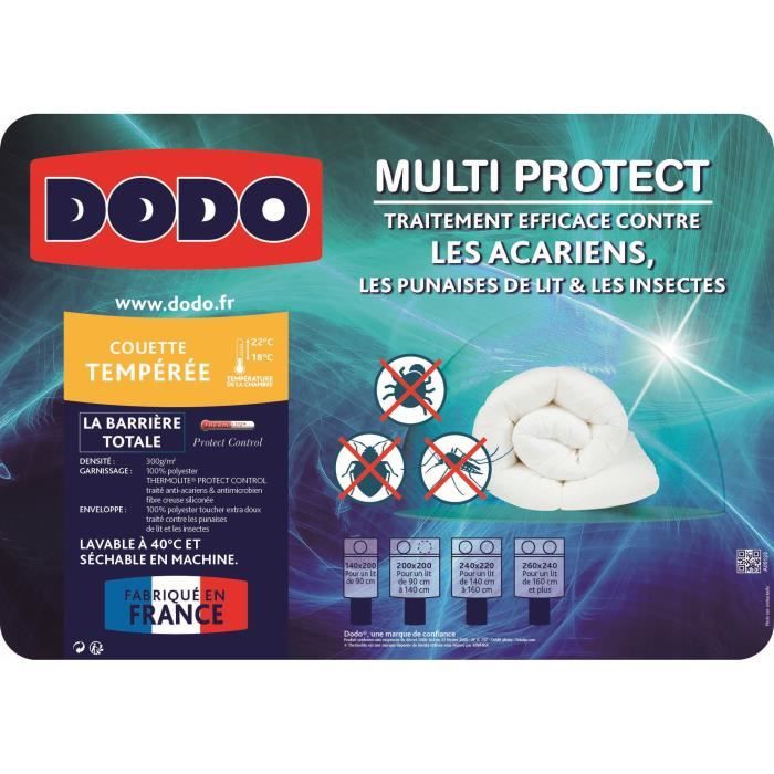 Couette Tempérée Anti-Acarien DODO 140x200 – Peau De Pêche Ultra-Douce, Antibactérien, Fabriquée En France