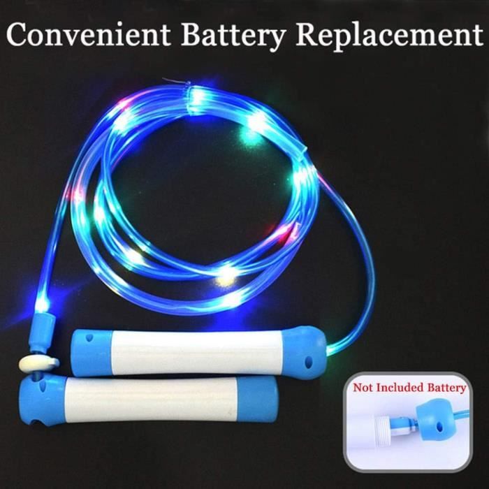 Corde à Sauter Lumineuse Rechargeable – Longueur Ajustable 250 Cm, Antidérapant, PC, Pour Adulte Et Enfant