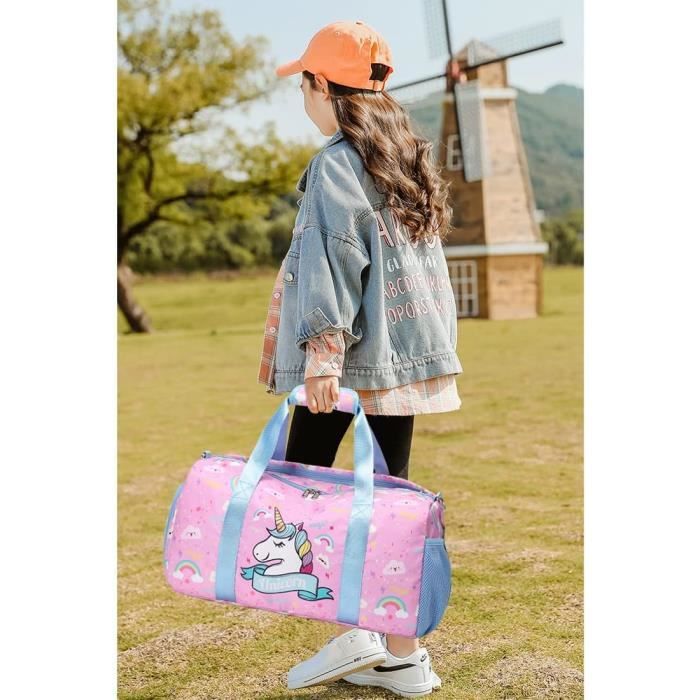 Sac De Sport Kimwadalh Pour Fille – Licorne Pailletée, Compartiment Chaussures, Poche Humide, 45,5x24,5x20,5 Cm
