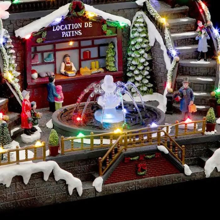 Village de Noel fontaine et patinoire anime 55 LED transfo Feeric lights christmas Cdiscount Maison
