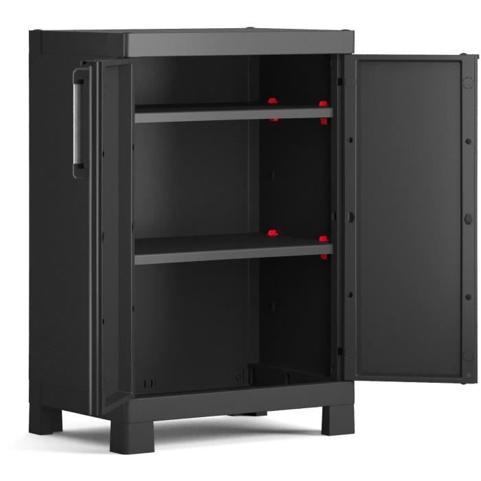 Armoire basse Detroit KETER Noir Portes verrouillables et
