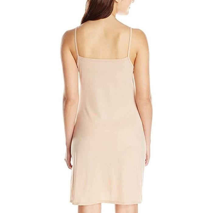Fond de Robe Femme Longue Coton Jupon sous Robe Bretelles Chemise de Nuit Slip Elegant Mini Droite Robe Chair Chair Cdiscount Pret a Porter