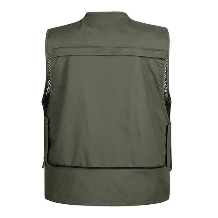 Gilet De Pêche LOOGU Homme XL - Multipoches Camouflage - Idéal Pêche, Chasse, Randonnée
