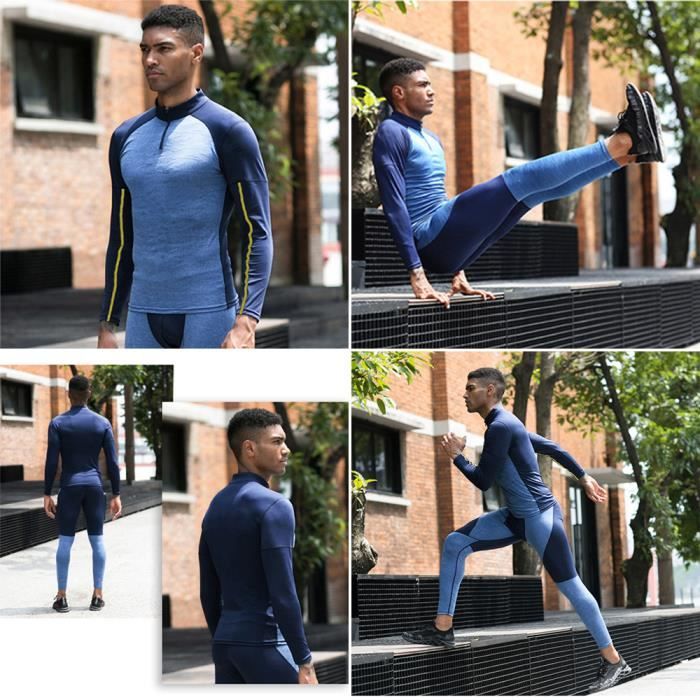 T-shirt De Compression Homme Manche Longue – Baselayer Pour Running, Fitness, Musculation, Ventre Plat Et Posture, Taille Ajustée