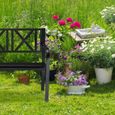 Relaxdays Banc de jardin, Banc extérieur, balcon, résistant, 2 places, banc métal acier 81 x 127 x 56 cm, noir-2
