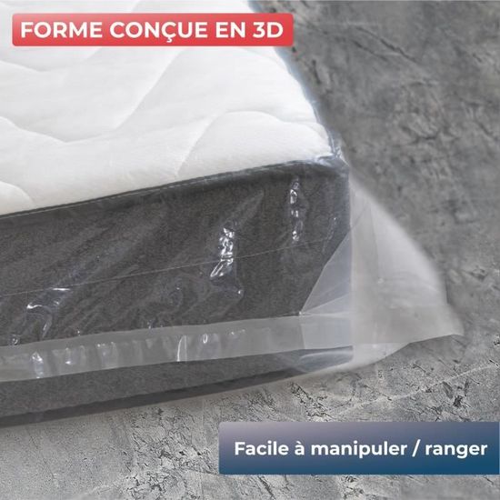 WRAPPYBAG® Housse de Protection en Plastique pour Matelas - 140x200 cm -  Ideal pour déménagement