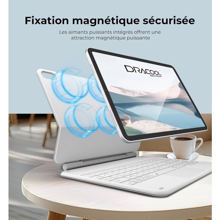 Clavier Pour IPad 10e/11e Génération AZERTY – Rétroéclairage 10 Couleurs, Pavé Tactile Et Protection Complète