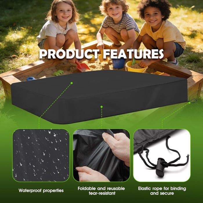 VTMJ Bache Bac a Sable 180 x 150cm, Bâche pour Bac a Sable Tissu Oxford 210D Imperméable Anti-Poussière, Housse Hexagone avec Cordon Serrage et Sac Rangement, pour Piscine Jardin Terrasse VTMJ Bache Bac a Sable 180 x 150cm, Bâche pour Bac a Sable Tissu Oxford 210D Imperméable Anti-Poussière, Housse Hexagone avec Cordon Serrage et Sac Rangement, pour Piscine Jardin Terrasse