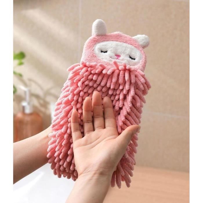 Lot De 4 Essuie-mains En Polaire Corail - Serviettes Rondes Avec Boucle, Très Absorbantes, Pour Salle De Bain Et Cuisine